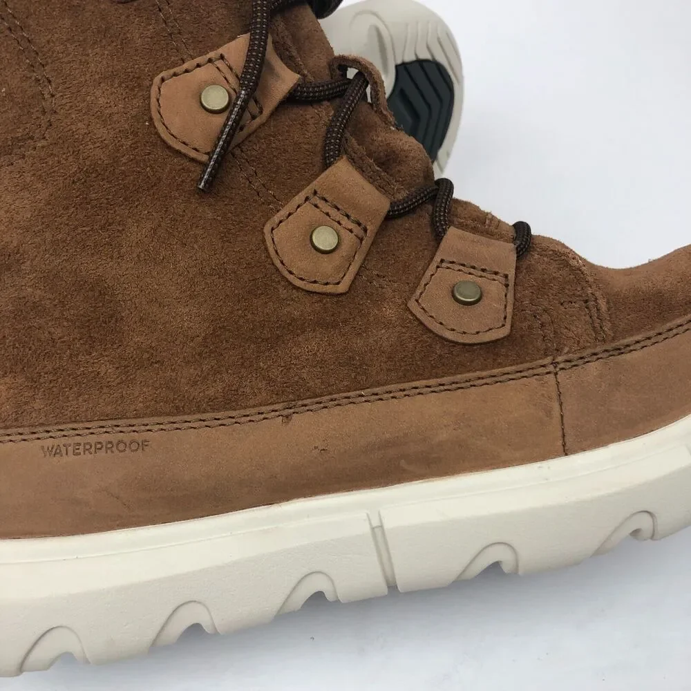 New NoBox Sorel Explorer II Joan Faux Fur Waterproof Boots Brown Suede Leather 7